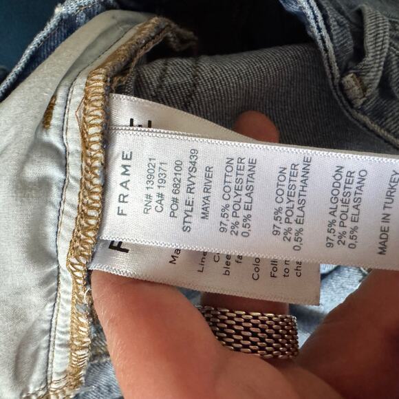 Frame Denim Maya River Retro V Yoke Straight Jeans Blue 5-Pocket High Rise Sz 28 - Picture 5 of 7